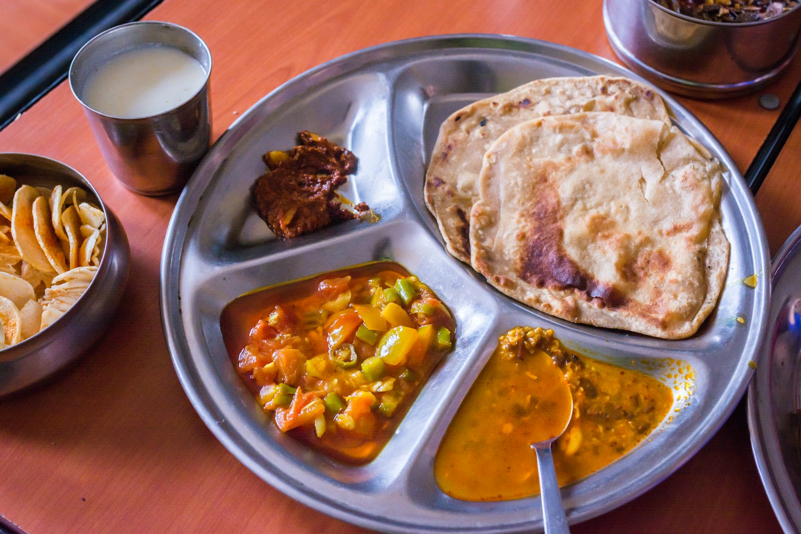 Aloo Gobi vegetarian curry served on a platter